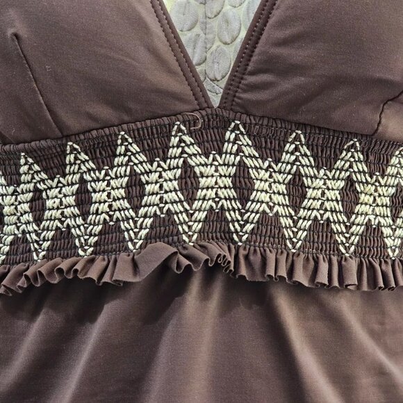 La‎ Blanca Rod Beattie Womens 10 Brown Gusseted Tankini Swim Top Bikini Tank EUC - Picture 2 of 4